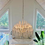 Люстра белая с несколькими ярусами деревянных палочек Bright Wooden Chandelier варинант исполнения - 2 | Loft Concept в Москве
