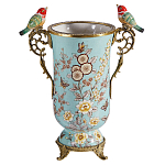 Ваза с двумя птичками из фарфора с бронзовыми элементами Garden of Eden варинант исполнения - 1 | Loft Concept в Москве