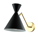 Бра черного цвета с конусообразным плафоном на золотом основании Loft Metal варинант исполнения - 1 | Loft Concept в Москве