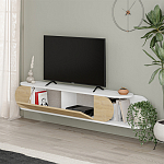 ТВ-тумба подвесная белая с полкой и откидной дверцей цвета древесины TONE TV STAND WHITE варинант исполнения - 3 | Loft Concept в Москве