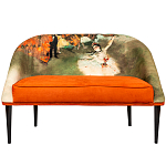 Диван двухместный из натурального бука оранжевый с цветным принтом Impressionism in Art варинант исполнения - 1 | Loft Concept в Москве