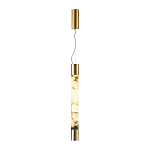 Подвесной светильник цилиндрической формы с плафоном из алебастра и металлическими торцами Латунь 60 см Cryptocrystalline Stone варинант исполнения - 2 | Loft Concept в Москве