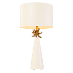 Настольная лампа с декоративным элементом золотого цвета и цилиндрическим абажуром из папье-маше светлого оттенка Flambeau варинант исполнения - 1 | Loft Concept в Москве