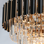 Люстра из черного металла с многоярусными подвесками из прозрачного хрусталя на золотой цепи Empire Black Chandelier Crystal варинант исполнения - 6 | Loft Concept в Москве