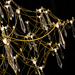 Люстра подвесная с изогнутым металлическим каркасом и множеством хрустальных подвесок Золото Диаметр 80 см Quasar варинант исполнения - 1 | Loft Concept в Москве