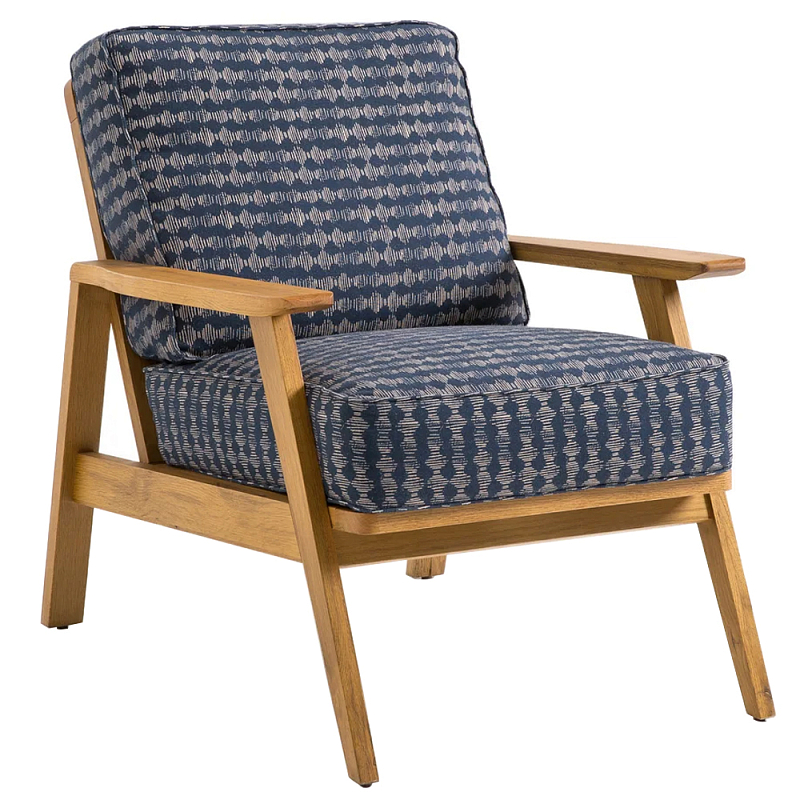       Deniaud Oak Blue Print  Armchair     | Loft Concept 