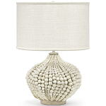 Настольная лампа с абажуром и каркасом из белых деревянных бусин White Wooden Beads Table Lampshade варинант исполнения - 1 | Loft Concept в Москве