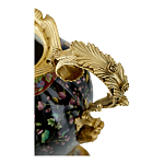 Ваза из фарфора черная с цветочной росписью и бронзовыми элементами Spring Garden варинант исполнения - 2 | Loft Concept в Москве