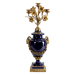 Подсвечник из темно-синего фарфора с бронзовыми элементами и цветами Eden Garden варинант исполнения - 1 | Loft Concept в Москве