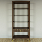 Стеллаж Elsa Dreams Walnut со стеклянными полками и ящиком варинант исполнения - 4 | Loft Concept в Москве