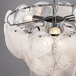 Люстра из белых стеклянных дисков на серебрянном каркасе White Glowing Reflectors варинант исполнения - 5 | Loft Concept в Москве