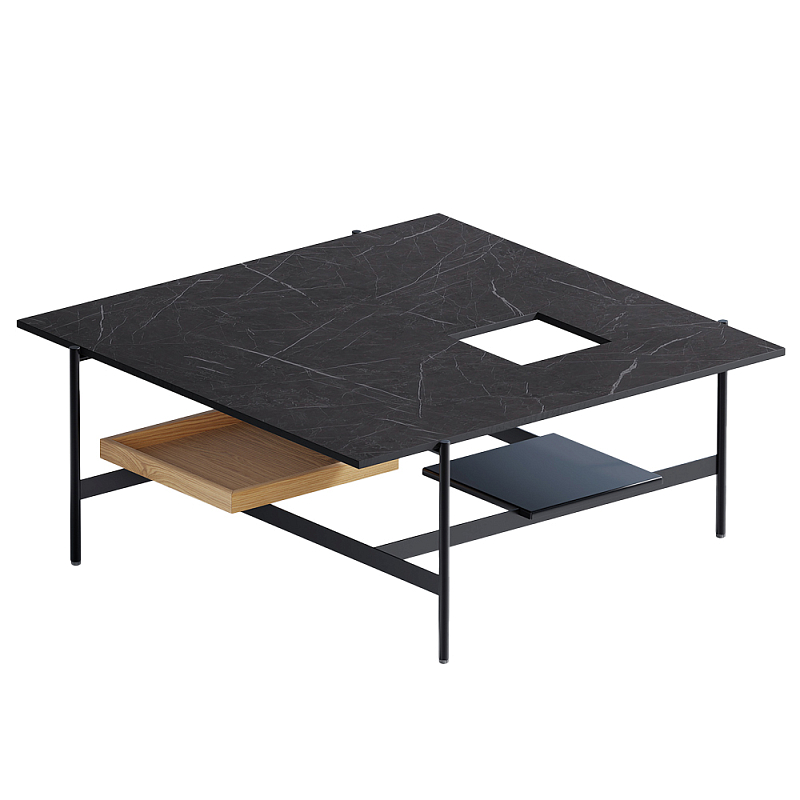 Karat журнальный столик цвета тёмный камень с съемным подносом Серый Черный в Москве | Loft Concept 