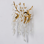 Бра золотого цвета с ветвями и белыми овальными стеклянными подвесками Droplet Chandelier варинант исполнения - 3 | Loft Concept в Москве