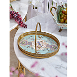 Блюдо овальное с ручкой и голубым фарфоровым дном с цветочным рисунком Blue Garden варинант исполнения - 3 | Loft Concept в Москве