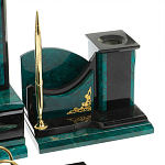 Настольный письменный набор из змеевика тёмно-зелёного цвета с декором в виде орла Successful Leader варинант исполнения - 5 | Loft Concept в Москве