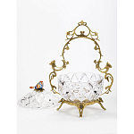 Конфетница с бронзовой ручкой и фарфоровой птичкой на крышке Eden Garden варинант исполнения - 2 | Loft Concept в Москве