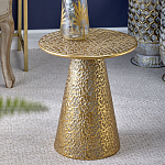 Журнальный столик с конусообразной основой и текстурной поверхностью золотого цвет Ethnic Metal варинант исполнения - 3 | Loft Concept в Москве