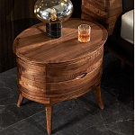 Прикроватный столик из дерева с 2-мя ящиками Moon Walnut Furniture варинант исполнения - 3 | Loft Concept в Москве