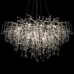Люстра подвесная с прозрачными стеклянными подвесками в форме капель Диаметр 100 см Droplet Chandelier варинант исполнения - 19 | Loft Concept в Москве