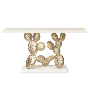 Консоль прямоугольная белая с основанием в виде кактуса Cactus