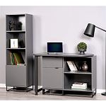 Стеллаж книжный цвета графит с 3-мя открытыми полками и дверкой Strict Lines варинант исполнения - 4 | Loft Concept в Москве