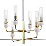 Люстра с 8-ю плафонами в форме стеклянных трубок и мраморных декоративных элементов Montreal варинант исполнения - 6 | Loft Concept в Москве