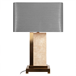 Настольная лампа с основанием из натурального камня c серым прямоугольным абажуром Lapis Tiburtinus варинант исполнения - 1 | Loft Concept в Москве