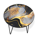 Стол журнальный с круглой столешницей из стекла Gold and Black Marble варинант исполнения - 2 | Loft Concept в Москве