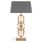 Настольная лампа на ажурном чугунном основании с тканевым серым абажуром Openwork Lamp варинант исполнения - 1 | Loft Concept в Москве