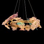 Люстра круглая на золотом каркасе с птичками и цветочным декором Miscellaneous herbs варинант исполнения - 4 | Loft Concept в Москве