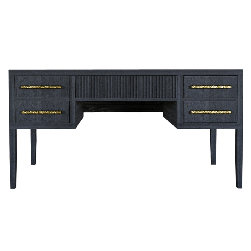 Большой Рабочий стол Primo с 5 выдвижными ящиками Черный дуб Черный в Москве | Loft Concept 