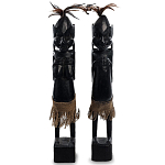 Комплект из 2-х деревянных статуэток Asmat Wooden Statuettes Black варинант исполнения - 1 | Loft Concept в Москве