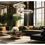 Люстра из 3-х колец с мозаичным хрустальным оформлением Sparks of Crystal варинант исполнения - 2 | Loft Concept в Москве