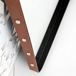 Зеркало прямоугольное в металлической раме с кожаной отделкой Loft in Reflection варинант исполнения - 3 | Loft Concept в Москве