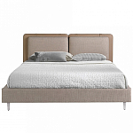 Кровать двуспальная серая с изголовьем из экокожи и ткани Modern Look варинант исполнения - 3 | Loft Concept в Москве