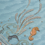 Обои с вышивкой ручной работы Amami Waves Moonbeam colourway on silk moire варинант исполнения - 3 | Loft Concept в Москве