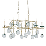 Люстра линейная с круглыми прозрачными подвесками  Horizontal Rectangular Chandelier варинант исполнения - 2 | Loft Concept в Москве