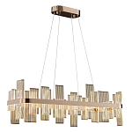 Люстра подвесная прямоугольная с рифлёными прозрачными элементами и золотым основанием Aurea Vista варинант исполнения - 1 | Loft Concept в Москве