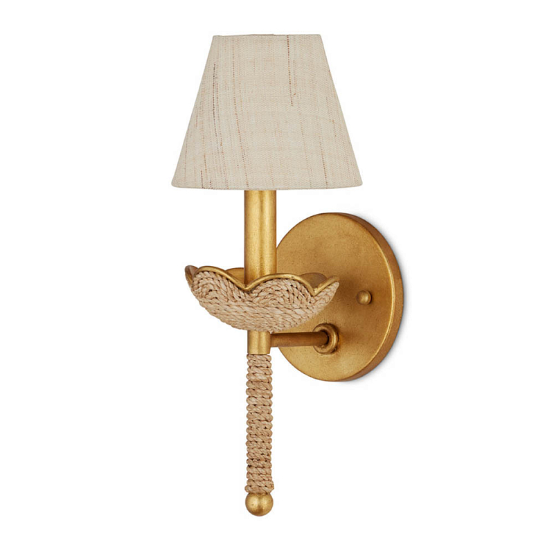 Бра из кованого железа с отделкой плетеной веревкой и сусальным золотом Parisian Style Золотой Бежевый в Москве | Loft Concept 