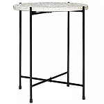 Кофейный столик с круглой разноцветной столешницей на 4-х черных ножках Multicolored Stone Composite варинант исполнения - 1 | Loft Concept в Москве