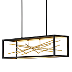 Люстра прямоугольная черного цвета с декором в виде ветвей в золотой отделке Hinkley варинант исполнения - 1 | Loft Concept в Москве