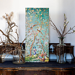 Постер на холсте в стиле шинуазри с изображением сада Chinoiserie Imperial Garden Birds and People Poster варинант исполнения - 3 | Loft Concept в Москве