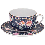 Чайный набор из фарфора синий на 6 персон 12 предметов Flower Porcelain Collection варинант исполнения - 1 | Loft Concept в Москве