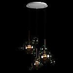 Люстра подвесная с прозрачными бирюзовыми стеклянными шарами и круглым основанием 3 лампы Giopato & Coombes варинант исполнения - 2 | Loft Concept в Москве