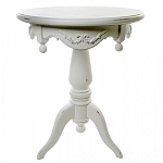 Стол приставной круглый белого цвета из массива бука с легкими потертостями White Provence варинант исполнения - 1 | Loft Concept в Москве