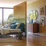 Комод округлой формы с тремя ящиками Walnut and Leather варинант исполнения - 8 | Loft Concept в Москве