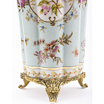 Ваза голубого цвета из фарфора с цветочным рисунком и бронзовой стрекозой Blue Garden варинант исполнения - 3 | Loft Concept в Москве