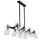 Люстра светодиодная с 8-ю прозрачными плафонами из акрила и стали Glass Cylinder Black варинант исполнения - 3 | Loft Concept в Москве