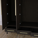 Большой Шкаф Primo Темный орех с 3 дверьми и 3 выдвижными ящиками варинант исполнения - 7 | Loft Concept в Москве