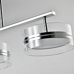 Люстра светодиодная с 4-мя круглыми прозрачными плафонами цилиндрической формы из акрила и стекла с пультом для регулировки света Glass Lamp Chromium варинант исполнения - 2 | Loft Concept в Москве